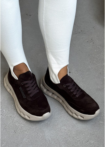 Кросівки з натуральної замші з рельєфною підошвою InFashion Кросівки коричневі демісезони (360405426)