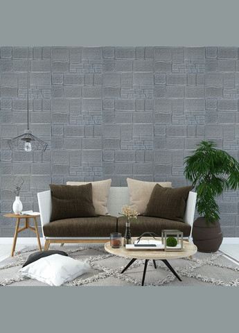 Самоклеюча декоративна 3D панель камінь срібло 700х700х6мм (153) SW-00000187 No Brand (328579218)