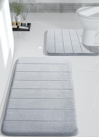 Набір килимків для ванної та туалету з ефектом пам'яті 2 шт (50 х 80 см та U-подібний 50 х 50 см) Сірий Aquarius (281327221)