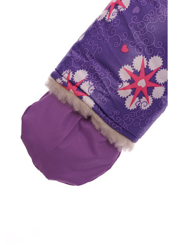 Фіолетовий зимній комбінезон для дівчинки на суцільному хутрі з принтом зірки нуль бузковий см (27599) BABYKROHA