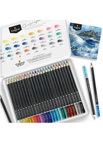 Набор цветных карандашей CASTLE Seascape 24 цвета в металлической коробке Castle Arts (322650496)