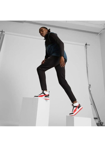 Черно-белые демисезонные кроссовки 400980-05 кожаные оригинал мужские высокие бело-красные с черными акцентами Puma Dribble Mid