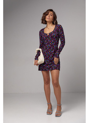 Фуксинова (кольору Фукія) повсякденний, ділова коротка сукня з квітковим принтом Byron з квітковим принтом