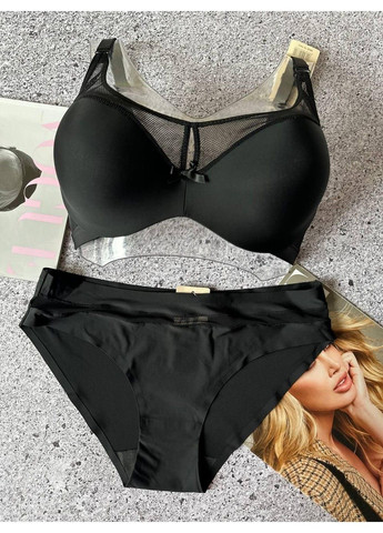 Чорний комплект жіночої нижньої білизни на 4 розмір, бюстгальтер і трусики Weiyesi