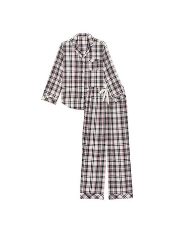 Комбинированная всесезон фланелевая пижама long pajama set gray Victoria's Secret