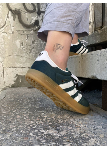 КРОСІВКИ ЖІНОЧІ ADIDAS GAZELLE X GUCCI GREEN / WHITE АДІДАС ГАЗЕЛЬ No Brand сірі демісезони (369389445)