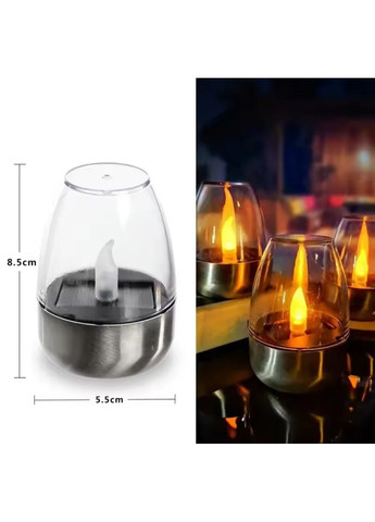 Светодиодная свеча с имитацией живого пламени, солнечная, в стеклянном колпаке No Brand (346440211)