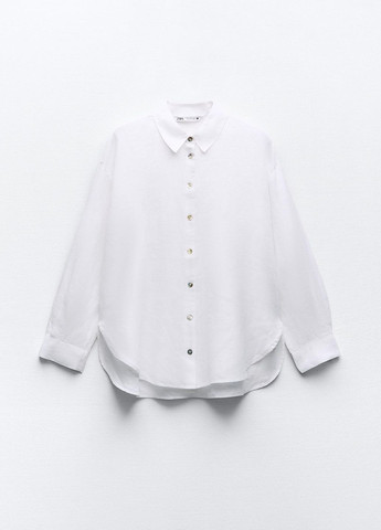 Белая повседневный рубашка однотонная Zara