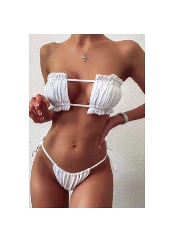 Белый купальник шторки на завязках s-m белый No Brand