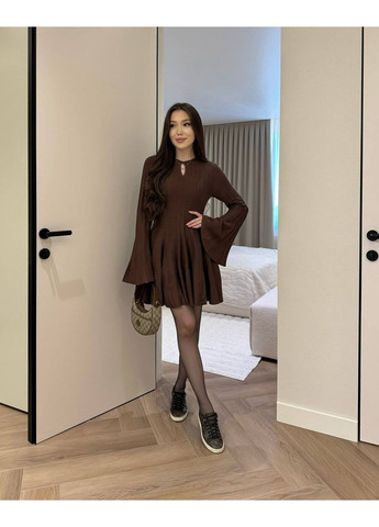Коричнева жіноча тепла сукня з ангори рубчик No Brand