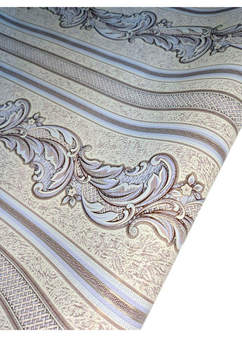 Обои виниловые на флизелиновой основе 10,05 × 1,06 м 3664-06, бежевые с голубым для спальни, гостиной,коридора Слов'янські шпалери (340275333)