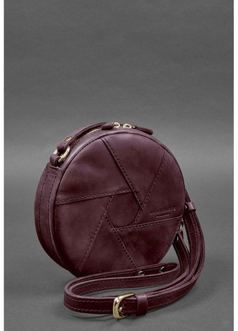 Кожаная круглая женская сумка Бон-Бон бордовая Crazy Horse BlankNote кросс-боди (348359143)