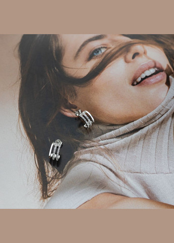 Серебряные серьги с топазом и фианитами. Каштан (342335591)