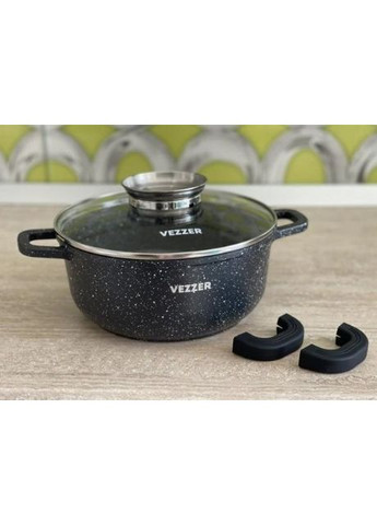 Кастрюля с крышкой VZ8004 20 см 2.5 л черная Vezzer (348133812)