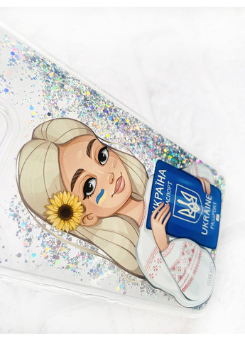 Чохол з плаваючими срібними блискітками на Samsung Galaxy A35 Дівчина з паспортом (принт 13) Creative (362025482)