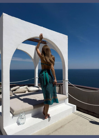 Зеленый женский слитный купальник + парео 1508 зелёный GT