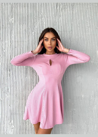 Розовое платье турецкий рубчик-мустанг No Brand