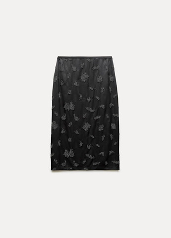 Темно-серая праздничный с орнаментом юбка Zara