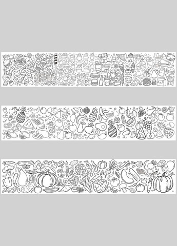 Розмальовка-рулон (рулон для малювання) Розмальовка в рулоні "Овочі. Їжа. Продукти", 60 х 300 см Кавун раскраска (316546288)