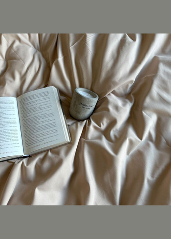 Комплект постельного белья Однотонное полисатин Евро Простынь на резинке 180x200х20 Бязь Бежевое 70 х 70 No Brand (307361372)