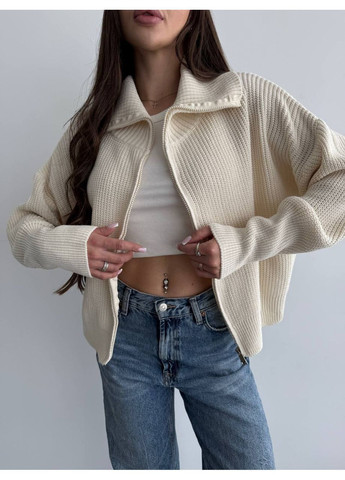 Бежевый женский свитер на молнии Osoblyva