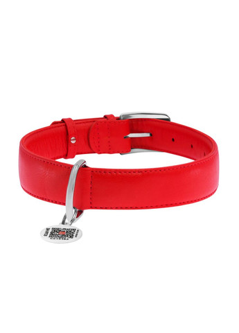 Нашийник для собак шкіряний Glamour без прикрас Ш 35 мм Д 46-60 см червоний WAUDOG (322328025)