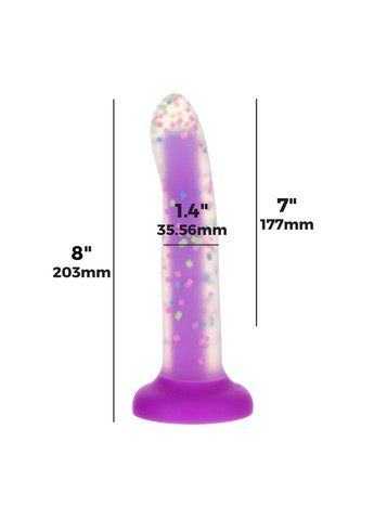 Светящийся в темноте фаллоимитатор Rave 8″, Glow in the Dark Dildo Purple Confetti, 20,3 см ADDICTION (315049795)