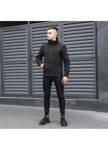 Тактическая демисезонная куртка SoftShell черная с шевроном Freedom (358932533)