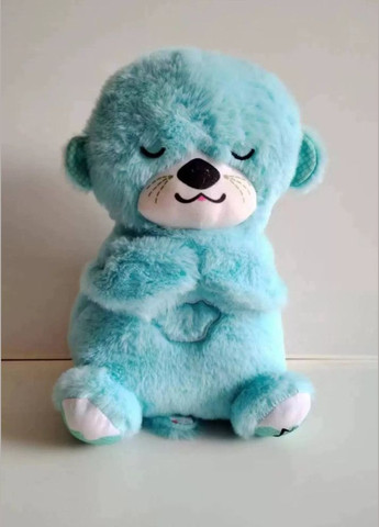 М'яка іграшка нічник Казкова видра з функцією дихання, мелодія 30 см, блакитний колір No Brand (348118556)