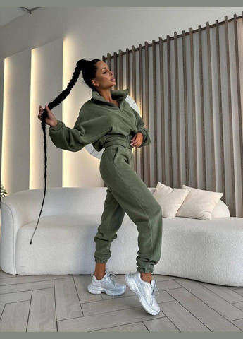 Тёплый спортивный костюм Хаки из качественного материала на флисе –комфортный выбор для холодного времени года No Brand 308-2 (315412868)