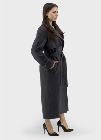 Класичне вовняне жіноче пальто на запах бордо/сіре без застібки Kent (бордо, ), 47993 без застібки демісезон (331785306)