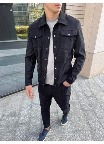 Черный вельветовый костюм (штаны + пиджак) No Brand