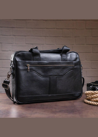 Деловая мужская сумка из зернистой кожи 14886 Черная Vintage (298568158)