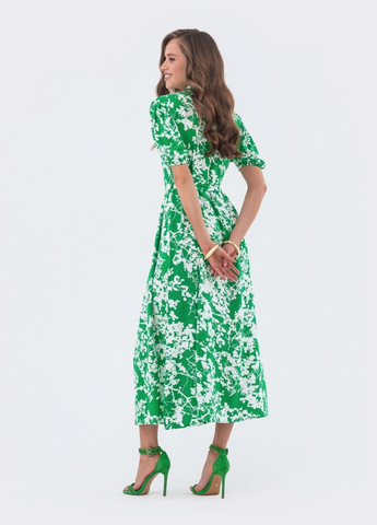 Зелена довга сукня-сорочка зелена з принтом та поясом Dressa