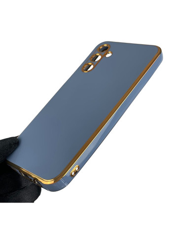 Чехол для Galaxy M14 5G SM-M146 глянцевый с золотой окантовкой с защитой камеры на самсунг м14 синий Samsung (366020823)