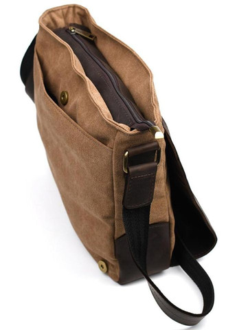Сумка планшет через плечо мужская из натуральной кожи и canvas средняя для документов формата А4 Коричневый 35892 TARWA (337466442)