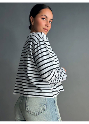 Лонгслив женский KEYYMOD 34094 в полоску с подплечниками оверсайз белый No Brand (339672565)