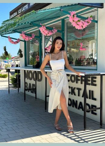 Бежевая повседневная однотонная женская юбка на запах Україна на запах