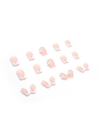 Набор накладных ногтей с жемчужным декором и белым френчем Z476 Розовый 24 шт (A9751) Nails (308864025)