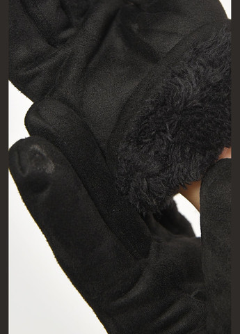 Рукавички жіночі замшеві на штучному хутрі сенсорні чорного кольору Let's Shop (302660448)