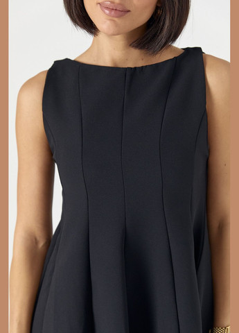 Черное женское короткое коктейльное платье без рукавов Lurex