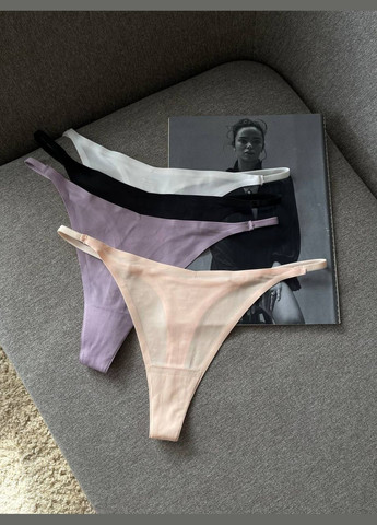 Безшовні трусики стрінги на лямочках. Ніжні жіночі стрінги в базових кольорах No Brand Стрінги (322244834)