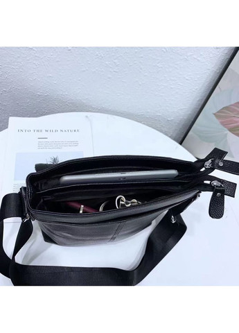 Кожаная мужская сумка через плечо мягкая черная 12977 Tiding Bag (339508392)