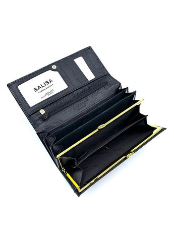 Чорний жіночий шкіряний лаковий гаманець на кнопці під рептилію з монетницею всередині Balisa (316710063)