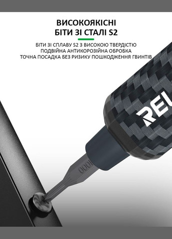 Отвертка аккумуляторная E1 прецизионная/набор бит 12 шт. / карбон / TypeC / 350 mAh Relife (298426628)