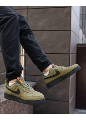 КРОССОВКИ ЖЕНСКИЕ NIKE AIR FORCE 1 07 LOW KHAKI НАЙК АИР ФОРС 1 ПРЕМИУМ No Brand чёрные демисезоны (367167854)