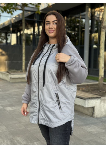 Сіра демісезонна куртка -кардиган тринитка з начосом,туреччина,плащівка еммі,підклад фліс полар Україна