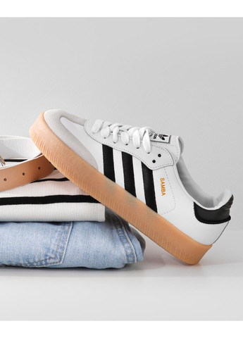 Кроссовки женские Adidas Samba XLG Black Black Gum Sole Platform | Адидас Самба Платформ белые No Brand белые демисезоны (348782821)