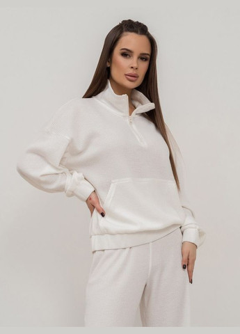 Молочний фактурний костюм із широкими брюками ISSA PLUS (279559096)