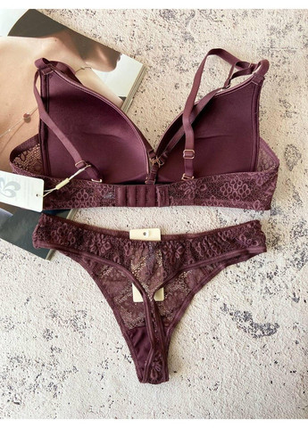 Коричневый нижнее женское белье с портупеей, трусики и бюстгальтер шоколадного цвета на чашку в Weiyesi